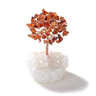 Carnelian Gemstone Tree of Life with Quartz Base